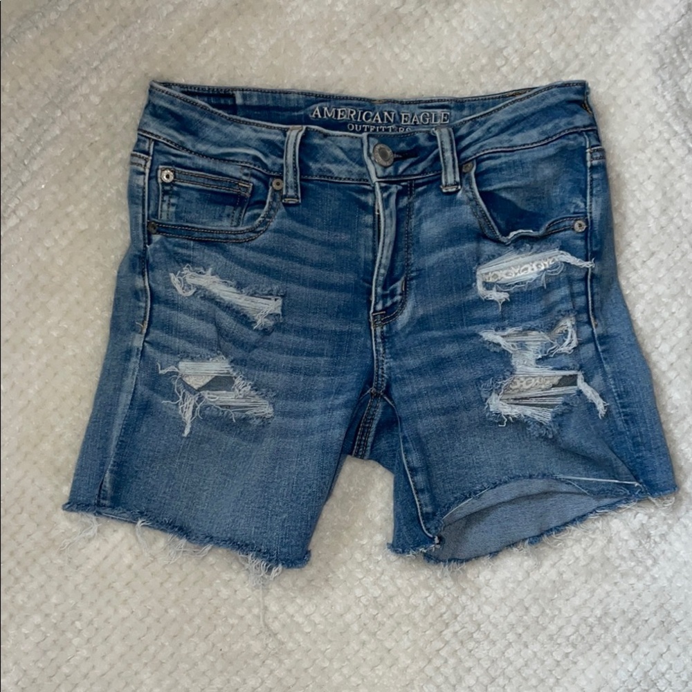 American Eagle Outfitters Blue Jean Shorts Distressed Style